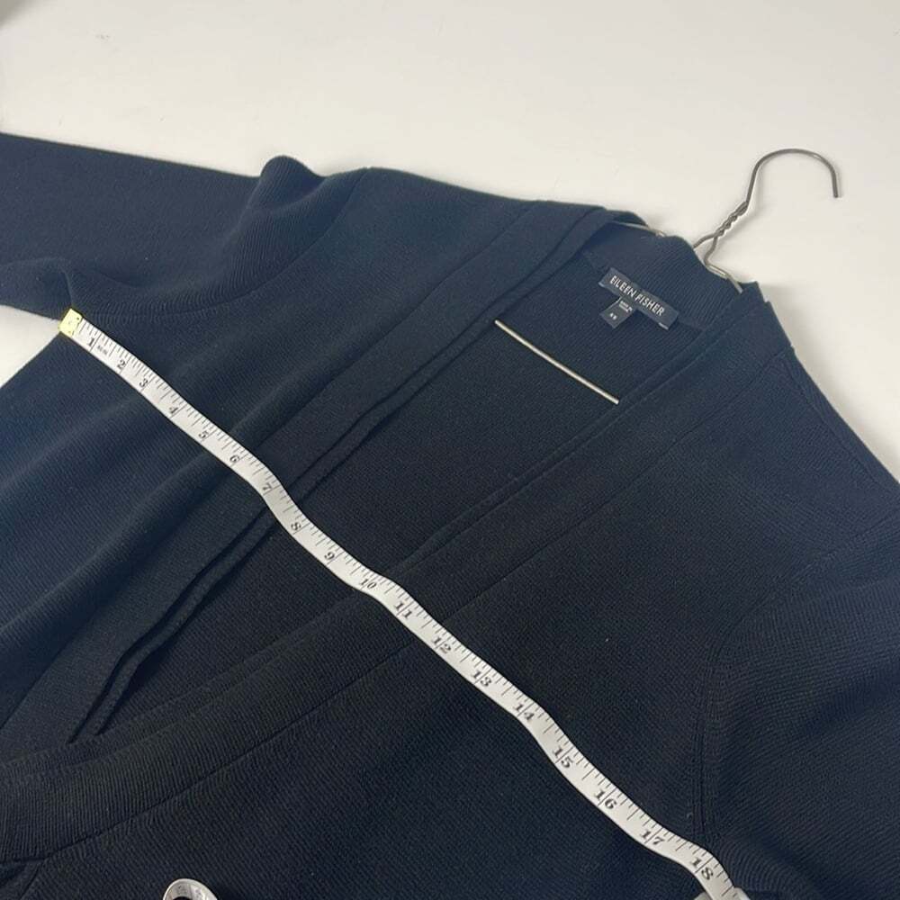 Eileen Fisher black silk blend open cardigan size extra small - Picture 9 of 10